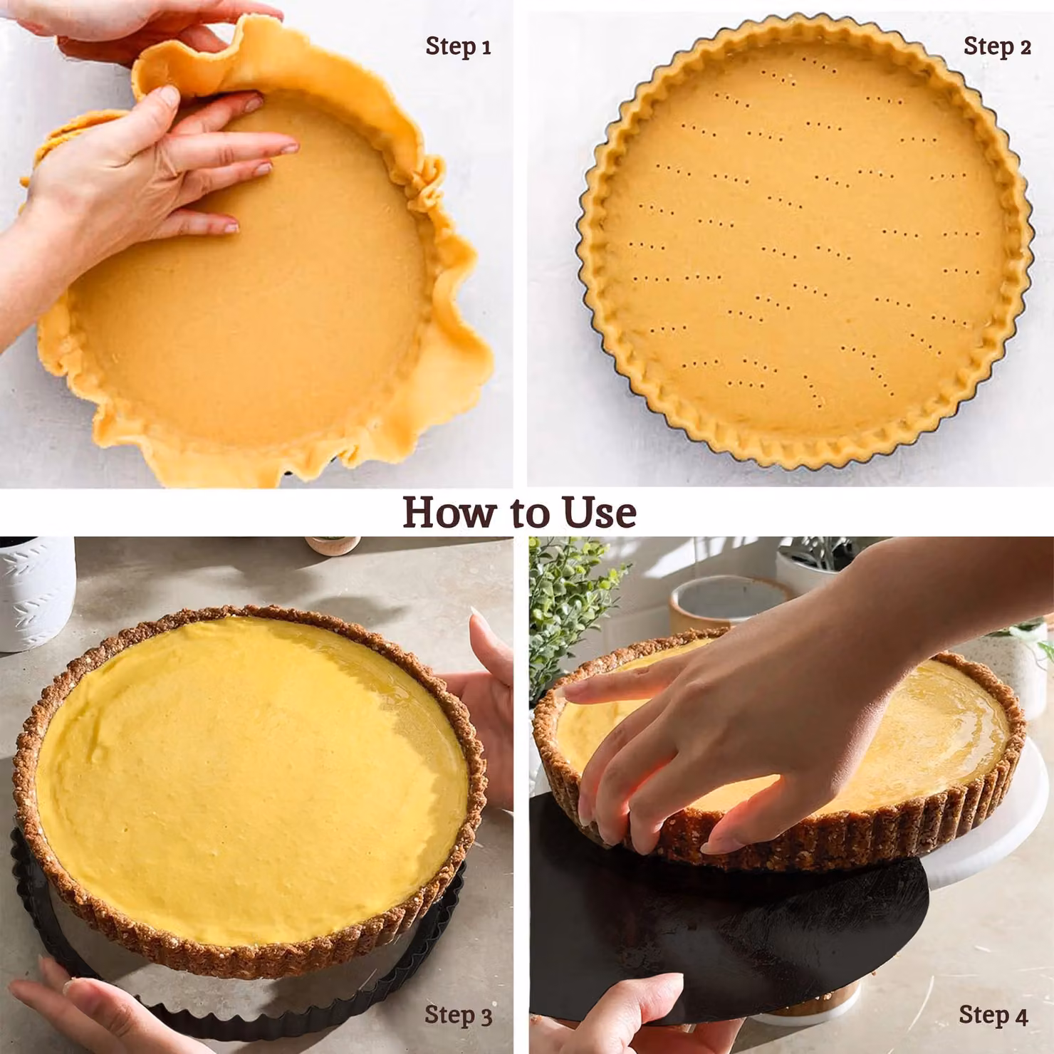 Orsina Set of Two Non-Stick Round Tart Tins with Loose Base, Black – 5