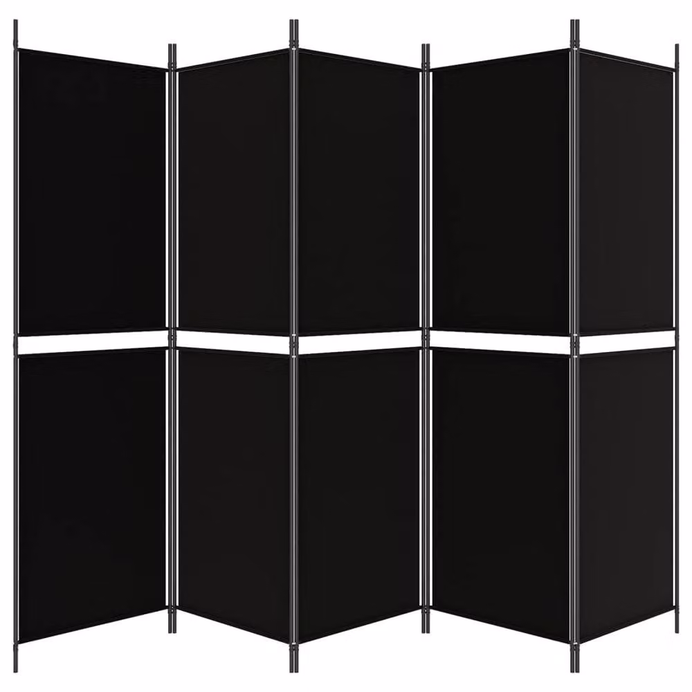 Berkfield Home 5-Panel Fabric Room Divider, Black, W: 250 cm, H: 180 cm – 3