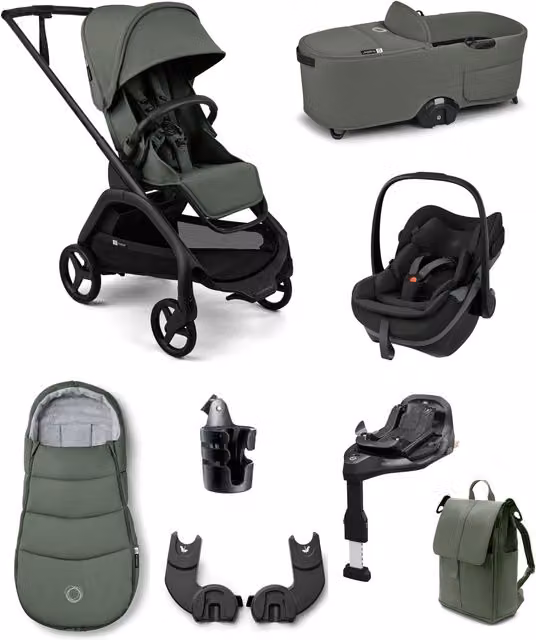 Bugaboo Dragonfly Plus Ultimate Pushchair Bundle with Maxi-Cosi Pebble Slide Pro Car Seat in Forrest Green (8 Pieces)