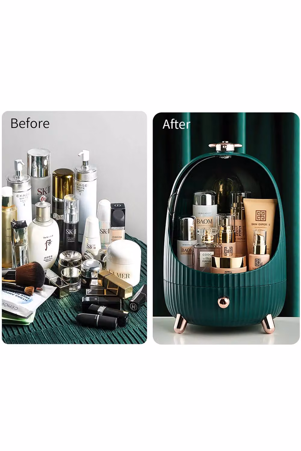 SHEONLY Green Transparent Cosmetic and Makeup Vanity Storage Organiser Box – 3