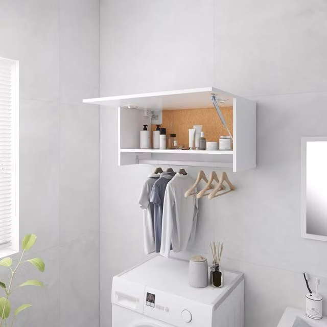 Berkfield Home White Wall Mounted Wardrobe W/D/H: 70 x 32.5 x 35 cm