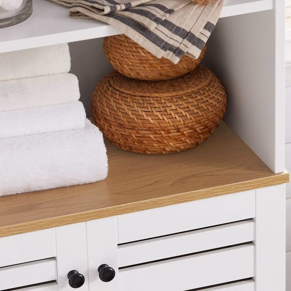 SoBuy Modern White Matt Freestanding Bathroom Cabinet with Hinged Doors and Internal Shelves – 3