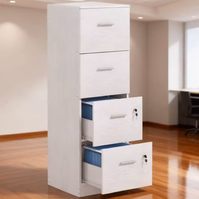 ERGOVEXA Four-Drawer Lockable Filing Cabinet in White