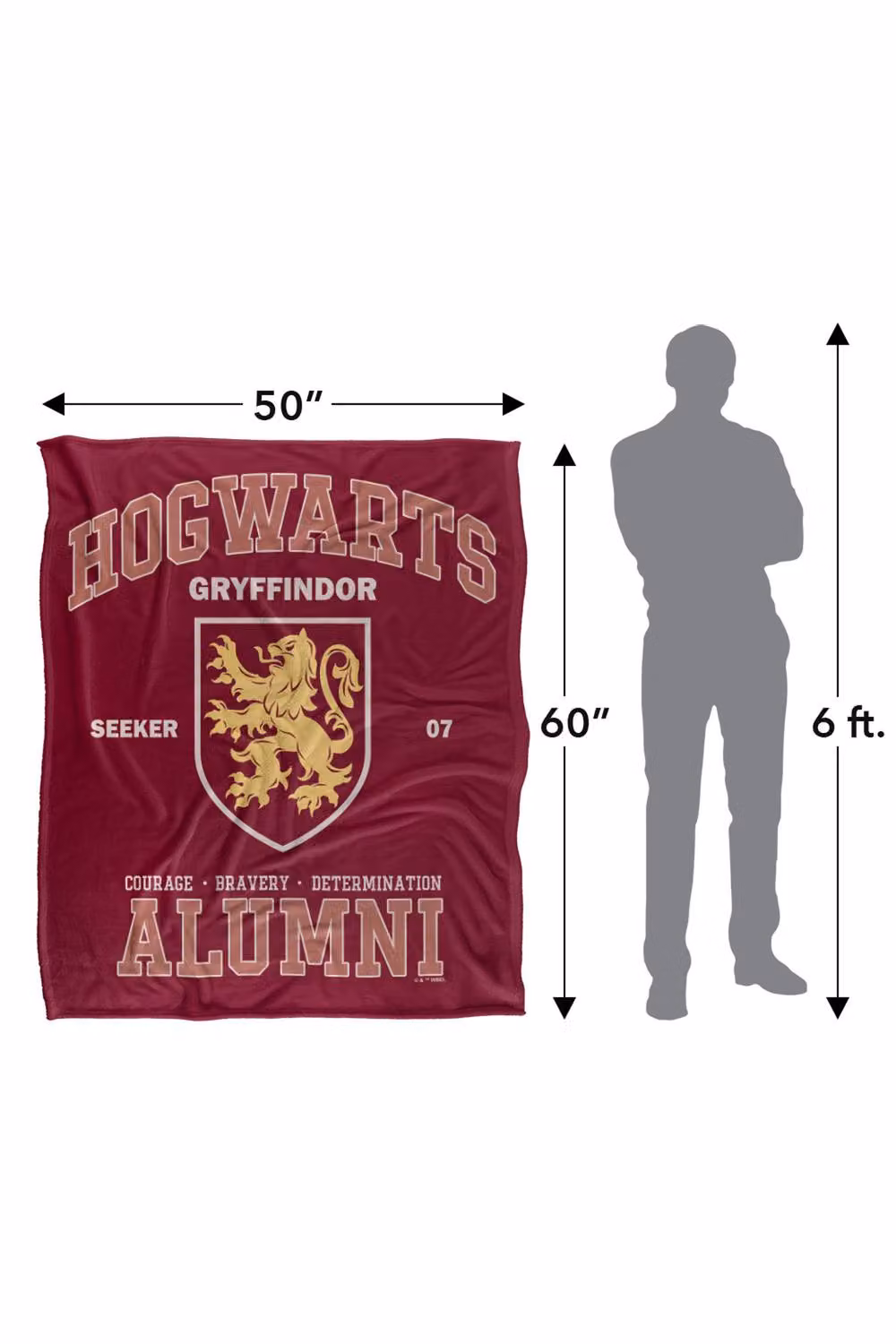Warner Bros. Harry Potter Hogwarts Gryffindor Alumni Super Soft Fleece Throw Blanket, Red/Multicolour, W: 152.4 cm x D: 127.0 cm – 7