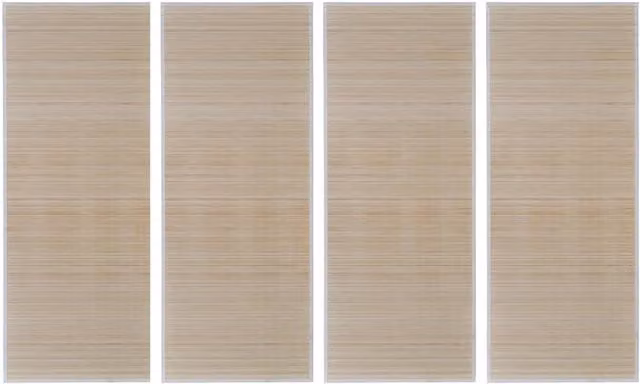 Berkfield Home Set of 4 Rectangular Natural Bamboo Rugs in Beige, W/D: 120 x 180 cm