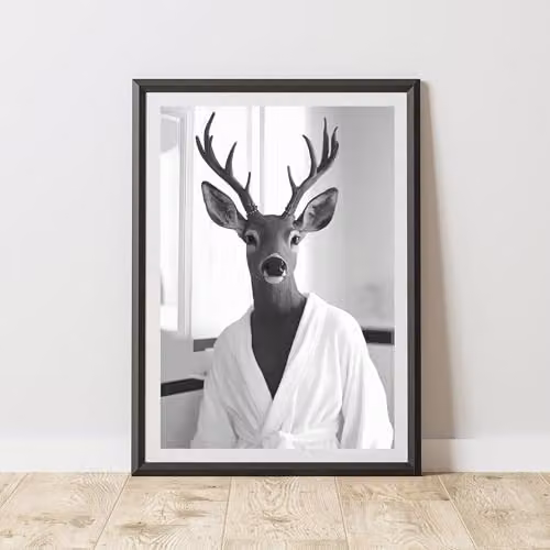 60 Second Makeover Deer Bathrobe Animal Print Paper Poster, A3