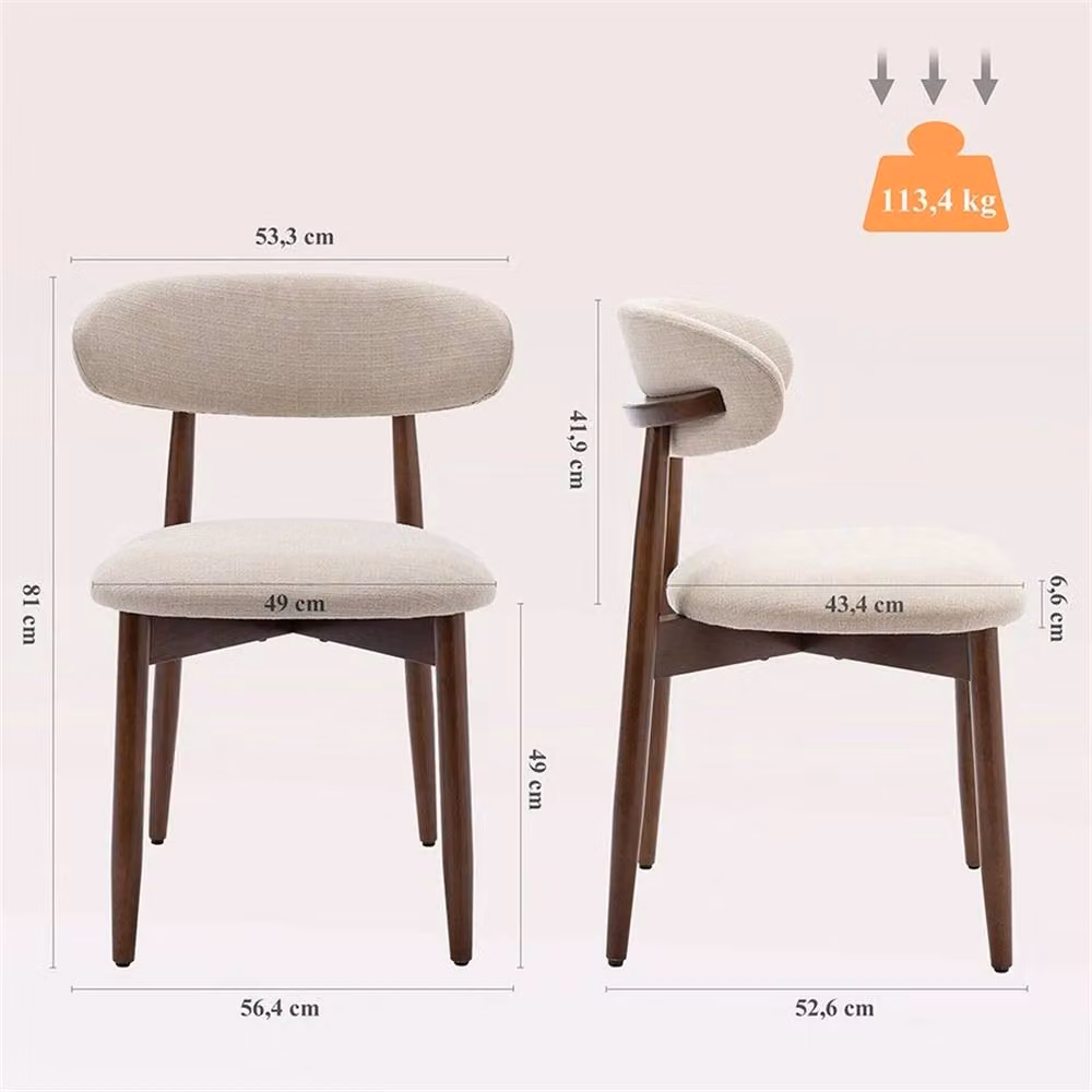 Nordara Set of 2 Beige Upholstered Oak Dining Chairs – 2