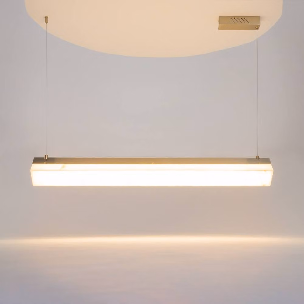 Netlighting Petra Modern Bar Pendant Ceiling Light in Brass and White with 2400lm Warm White LED – 2