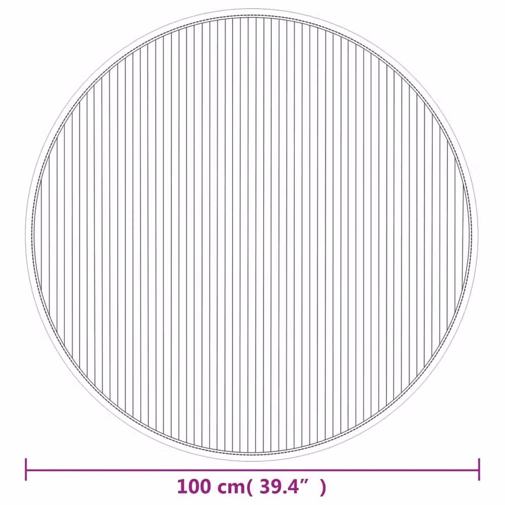 Berkfield Home Round Bamboo Rug in Grey, Diameter: 100 cm – 4