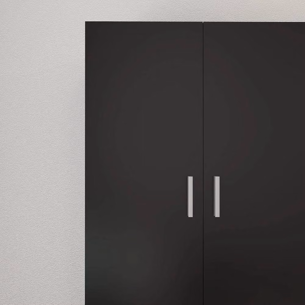 KORVIXA Black Modern 2 Door Wardrobe with Internal Shelves and Hanging Rod – 2