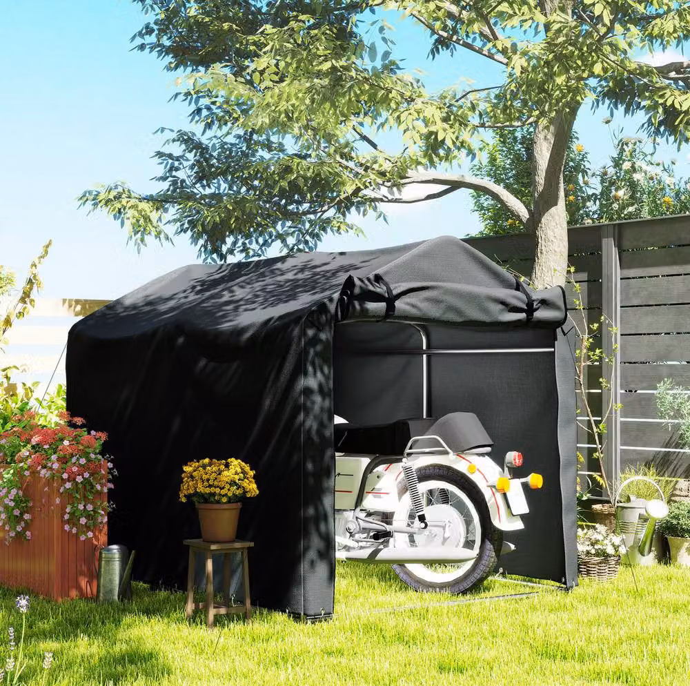 STILVORA Garden Storage Shed with Roll-up Sliding Door in Dark Grey – 3