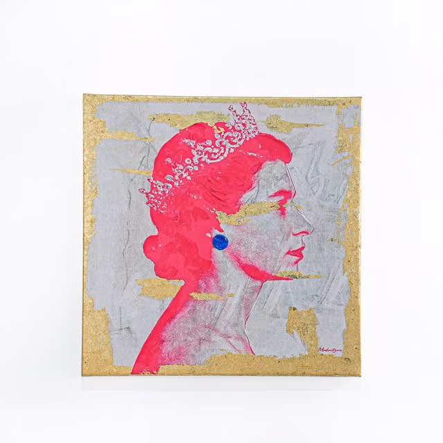 Modartzee Vibrant Queen Gold Foiled Canvas in Pink