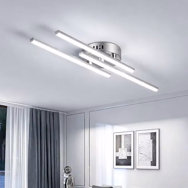 Goeco Modern LED Ceiling Light, 18W, Silver Aluminium Bar Lamp, 6500K Cool White – 1