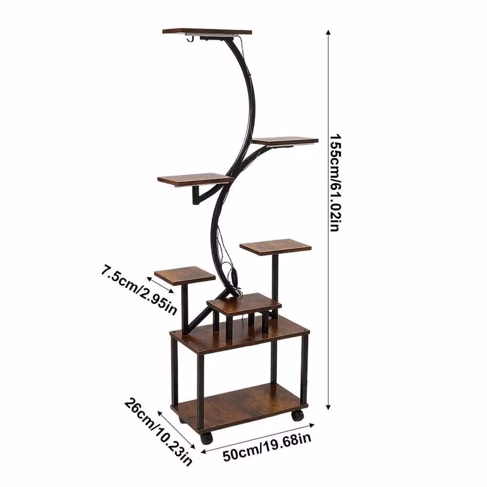 KORVIXA 8 Tier Modern Metal Corner Plant Stand in Brown – 2
