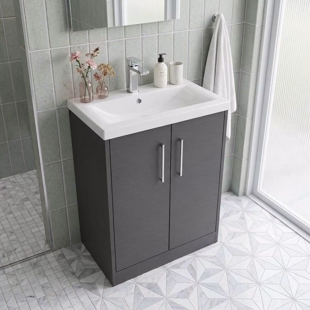 Balterley Winshill 2 Door Freestanding Bathroom Vanity Basin Unit in Matt Dark Grey, W: 60.0 cm, H: 84.3 cm – 2