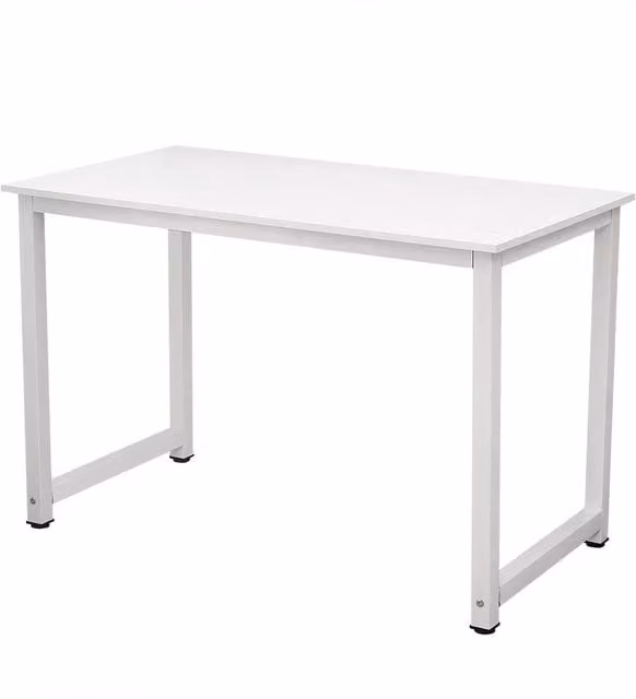 EONLION Modern White Computer Desk, MDF and Metal Office Workstation, W: 120 cm, D: 60 cm, H: 74 cm – 1