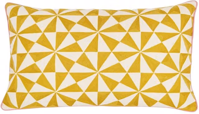 LAND & SHORE Lainey Graphic Rectangular Cotton Cushion in Yellow Mix