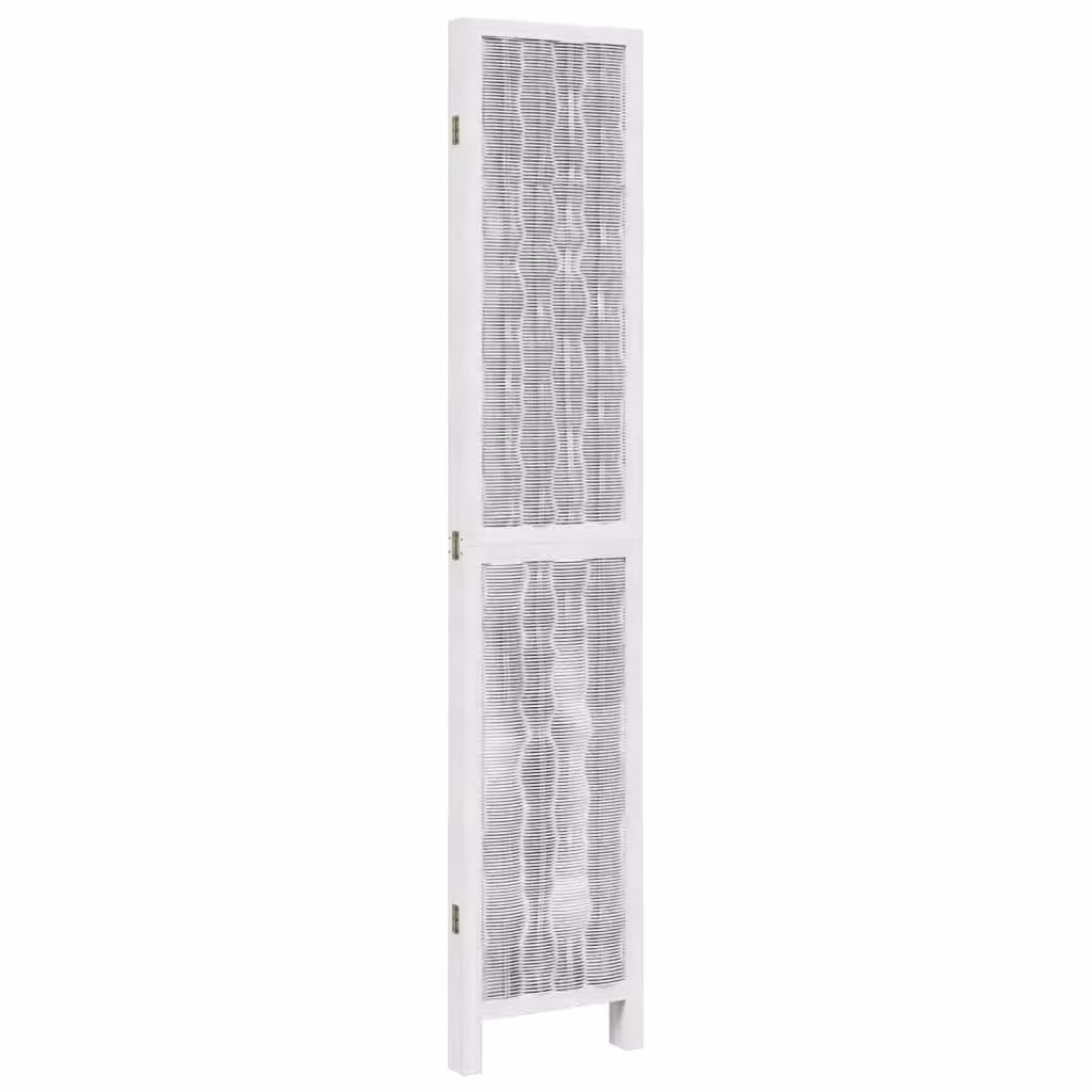 Berkfield Home 4-Panel Room Divider in White Solid Paulownia Wood – 2