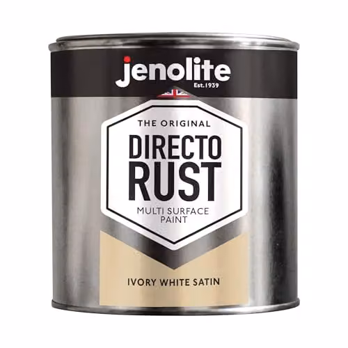 JENOLITE Directorust Satin Paint in Ivory White, 1 Litre, for Wood, Metal, Plastic, Ceramic and Rusted Surfaces – 1