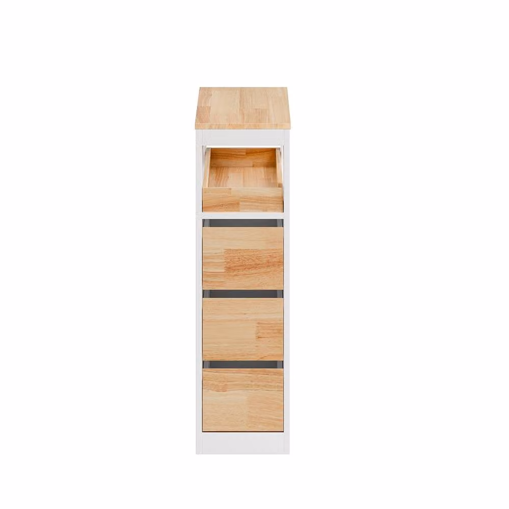 SoBuy Narrow White Bathroom Cabinet with 4 Drawers and Roll Holder – 2