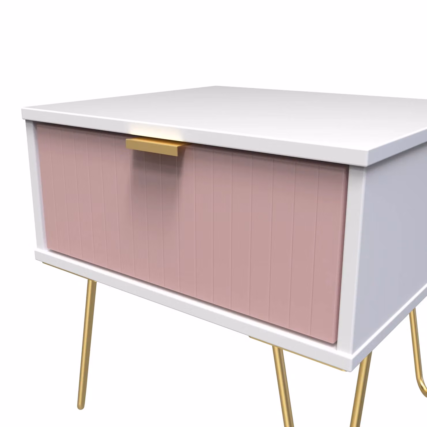 2 U Bexley Ready Assembled 1 Drawer Bedside Table in Pink and Gold – 2