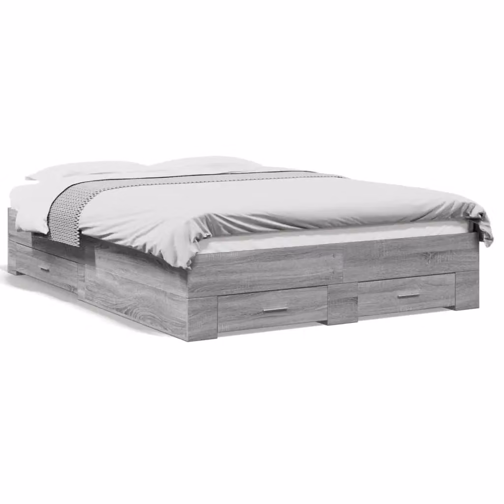 Berkfield Home Bed Frame with Drawers in Grey Sonoma, W/D/H: 140 x 190 cm – 2