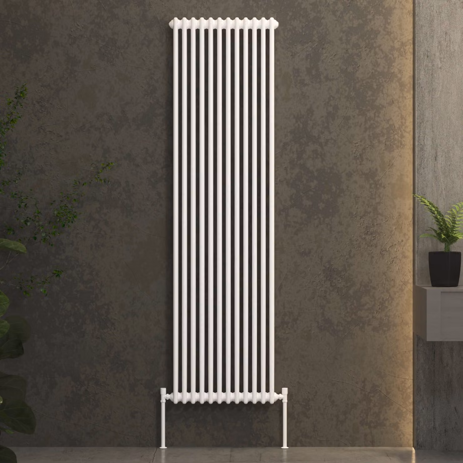 Fluxx White Vertical Double Column Wall Mounted Radiator, H: 180 cm, W: 56 cm