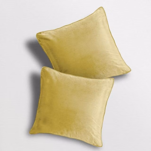 Velosso Luna Filled Velvet Cushion in Yellow, W x D: 43 x 43 cm