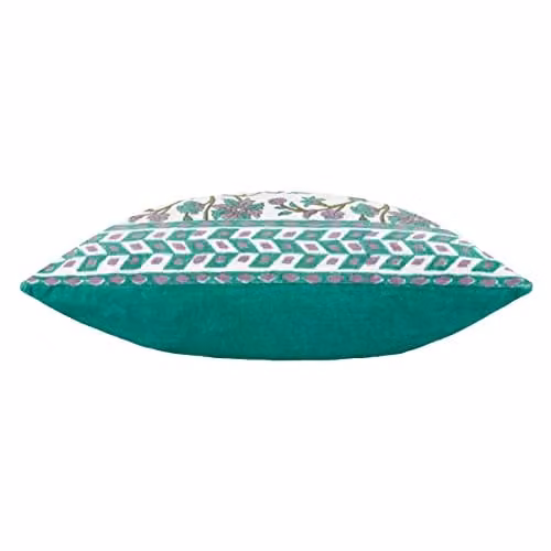Paoletti Mentera Floral Cotton Cushion in Green and Purple, W/D/H: 50 x 50 x 50 cm – 2