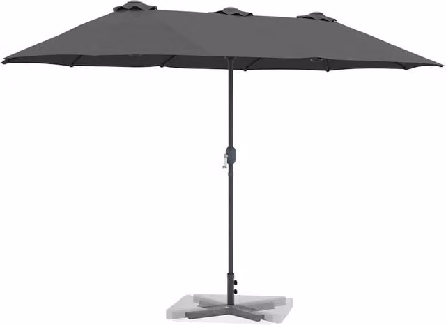 Berkfield Home Modern Folding Garden Parasol in Anthracite Grey, W: 380 cm, D: 196 cm, H: 235 cm