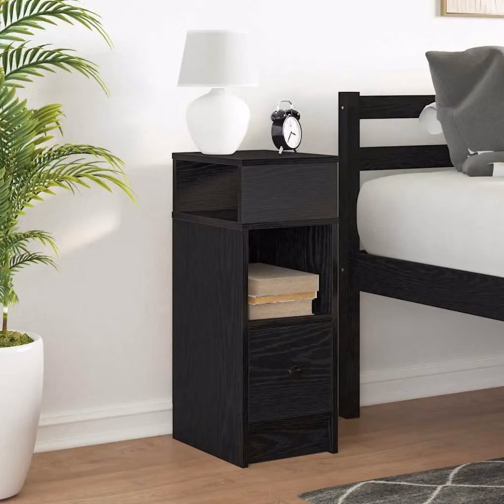 Berkfield Home Black Bedside Cabinet with Drawer, W/D/H: 25 x 31 x 66 cm – 3