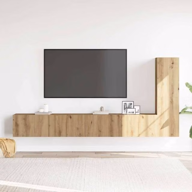 Berkfield Home Classic 3 Piece Wall-mounted TV Cabinet Set in Artisan Oak and Brown
