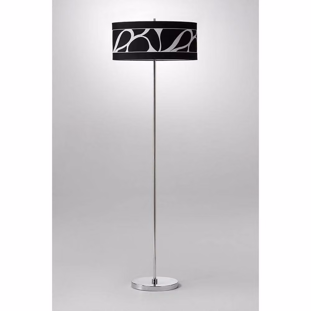 Netlighting Manhattan 3 Light Floor Lamp in Chrome and Black with Patterned Shade – 2