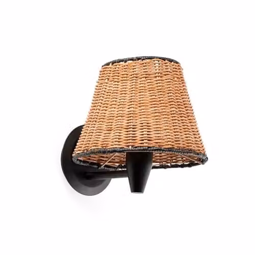 Netlighting Sumba Black Rattan Shade Wall Lamp with Warm White 3000K Light – 1