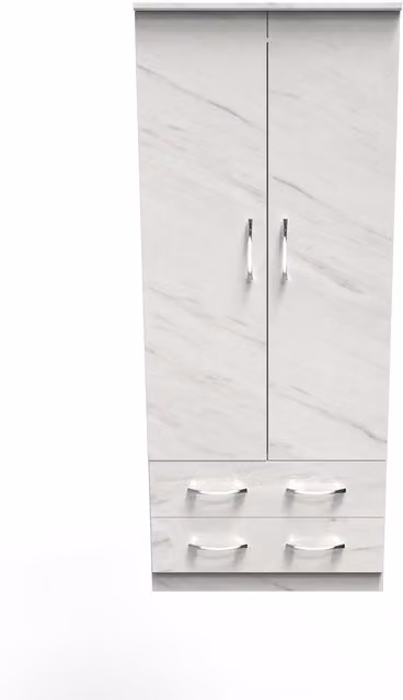 2 U Hampshire Ready Assembled 2 Door 2 Drawer Wardrobe in White