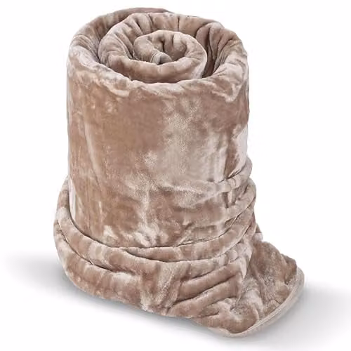 Rapport Home Beige Faux Fur Polyester Throw Blanket, W/D/H: 150 x 200 cm – 1
