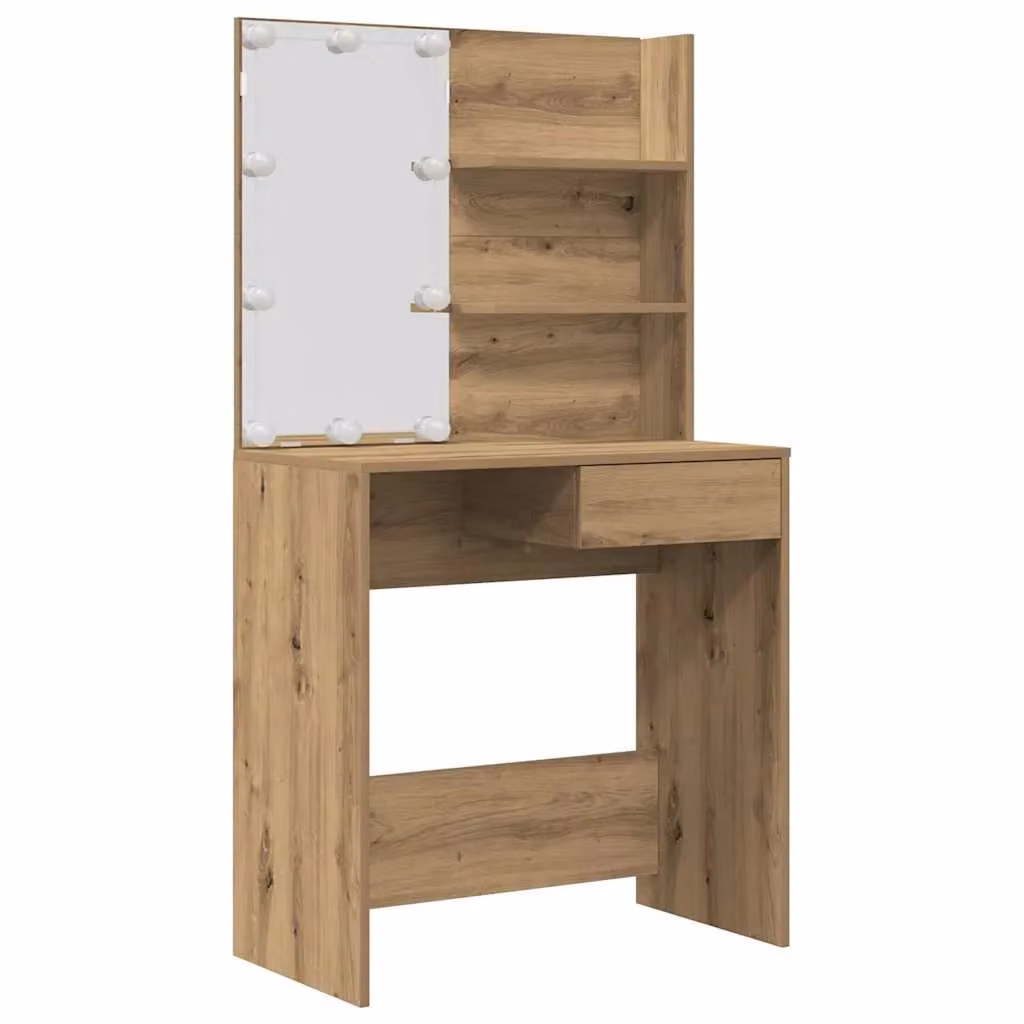 Berkfield Home Hollywood LED Dressing Table Set in Brown Artisan Oak – 4