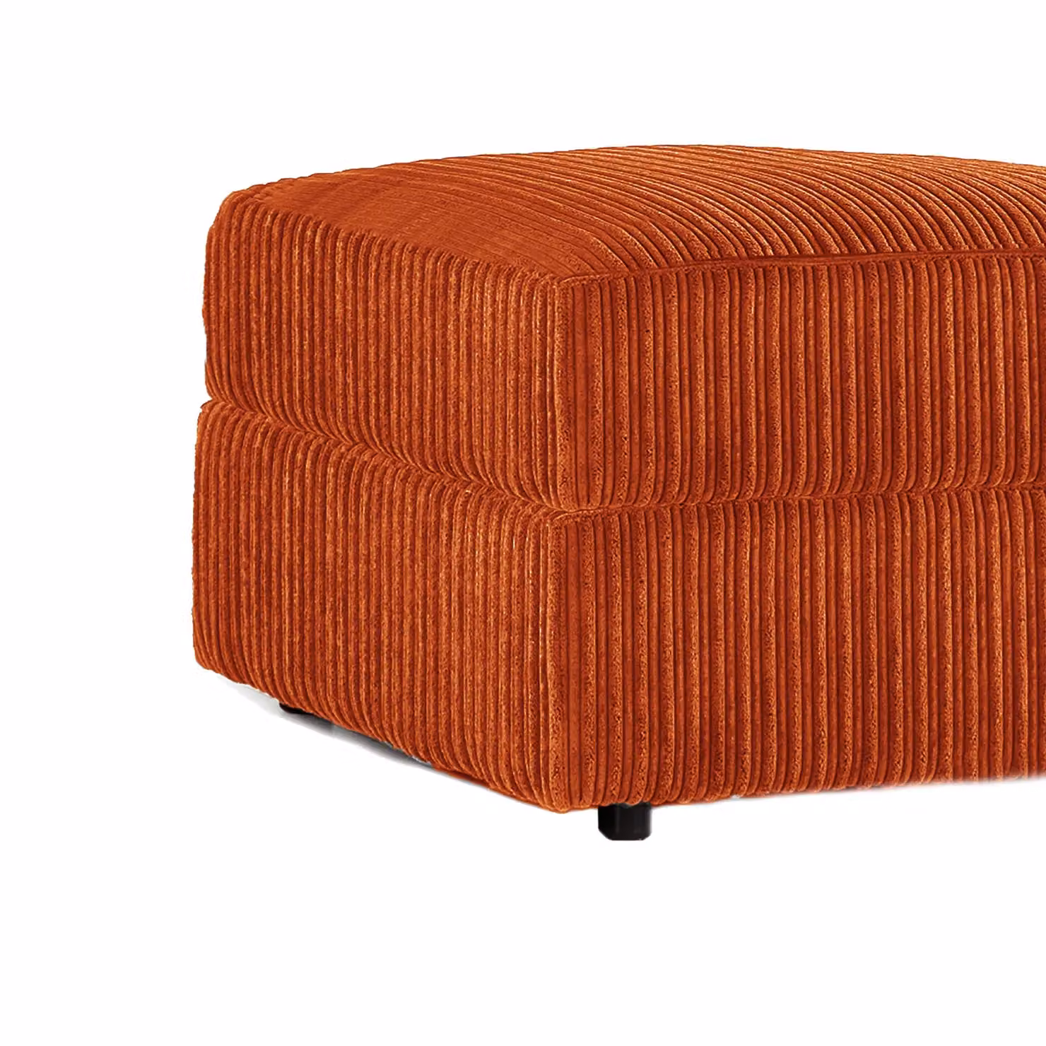 Furnishings For Less UK Luxor Delta Ferguson Soft Jumbo Cord Footstool in Orange, W/D/H: 55 x 55 x 42 cm – 2
