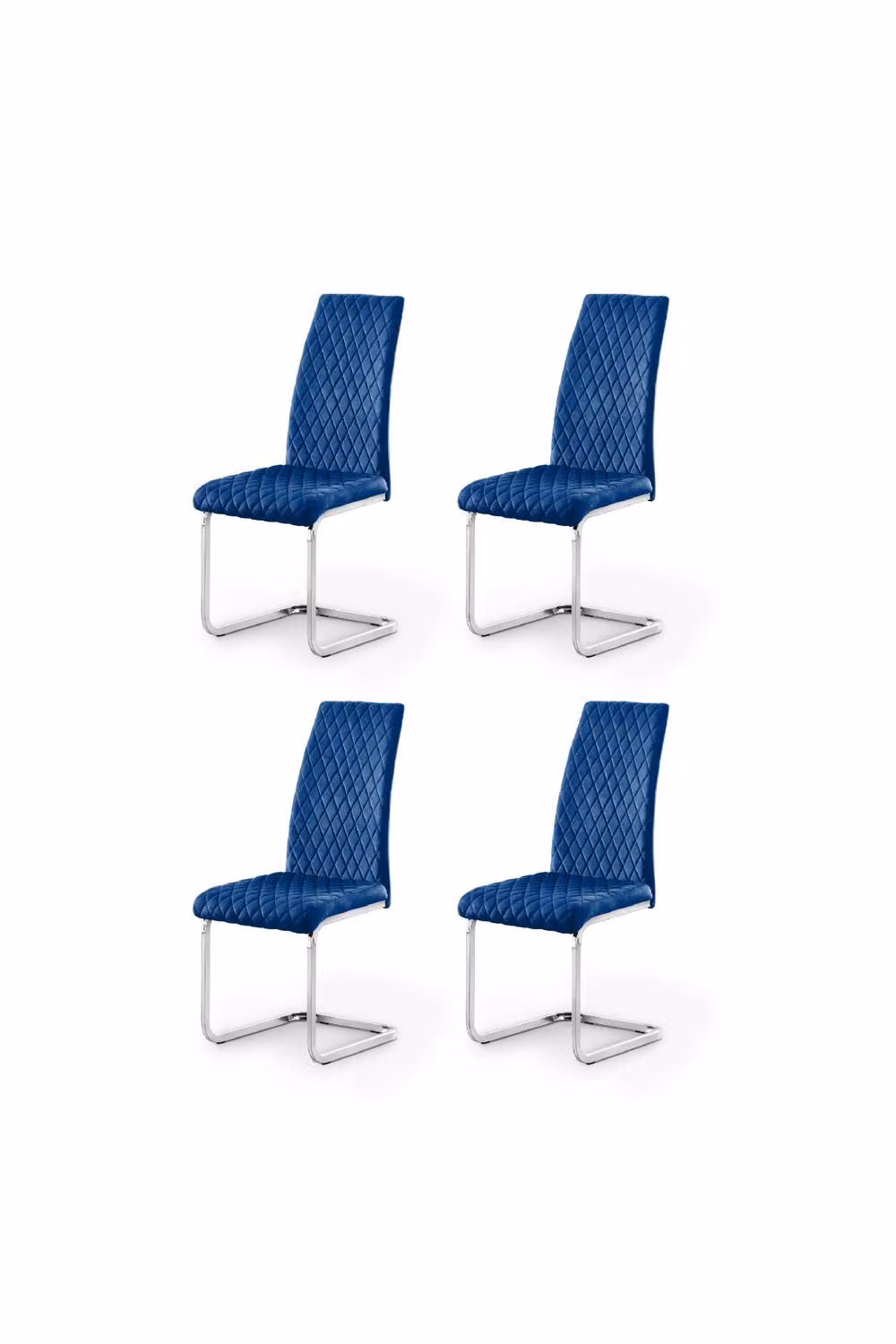 Julian Bowen Calabria Set of 4 Blue Velvet Cantilever Dining Chairs – 3