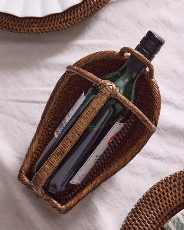 Dibor Traditional Premium Rattan Bottle Caddy and Holder in Brown – 3