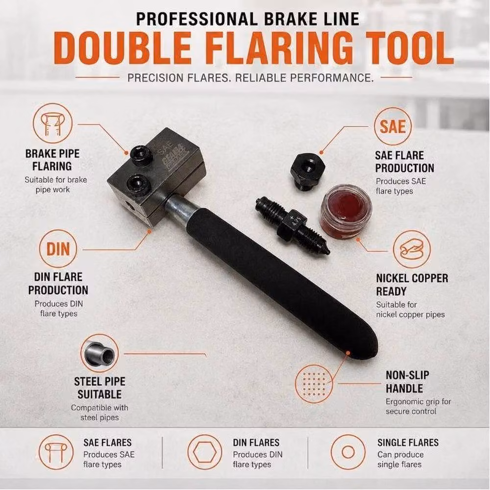 Nordara 3/16" SAE Hand Held Double Flare Brake Pipe Kit in Black – 3
