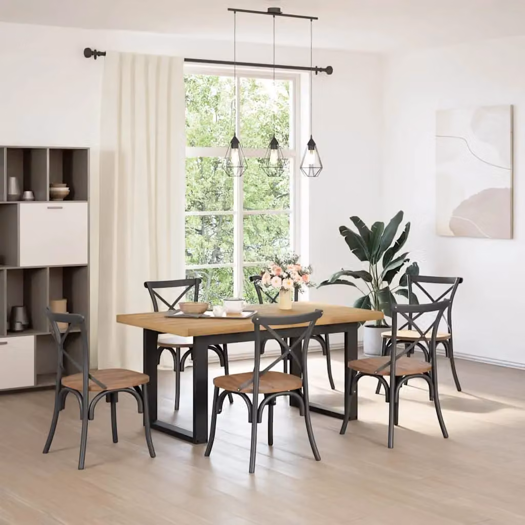 Berkfield Home NOAIN Rectangular Dining Table in Brown Solid Pine with U-Shaped Sled Base, W: 160 cm, D: 90 cm, H: 75 cm – 2