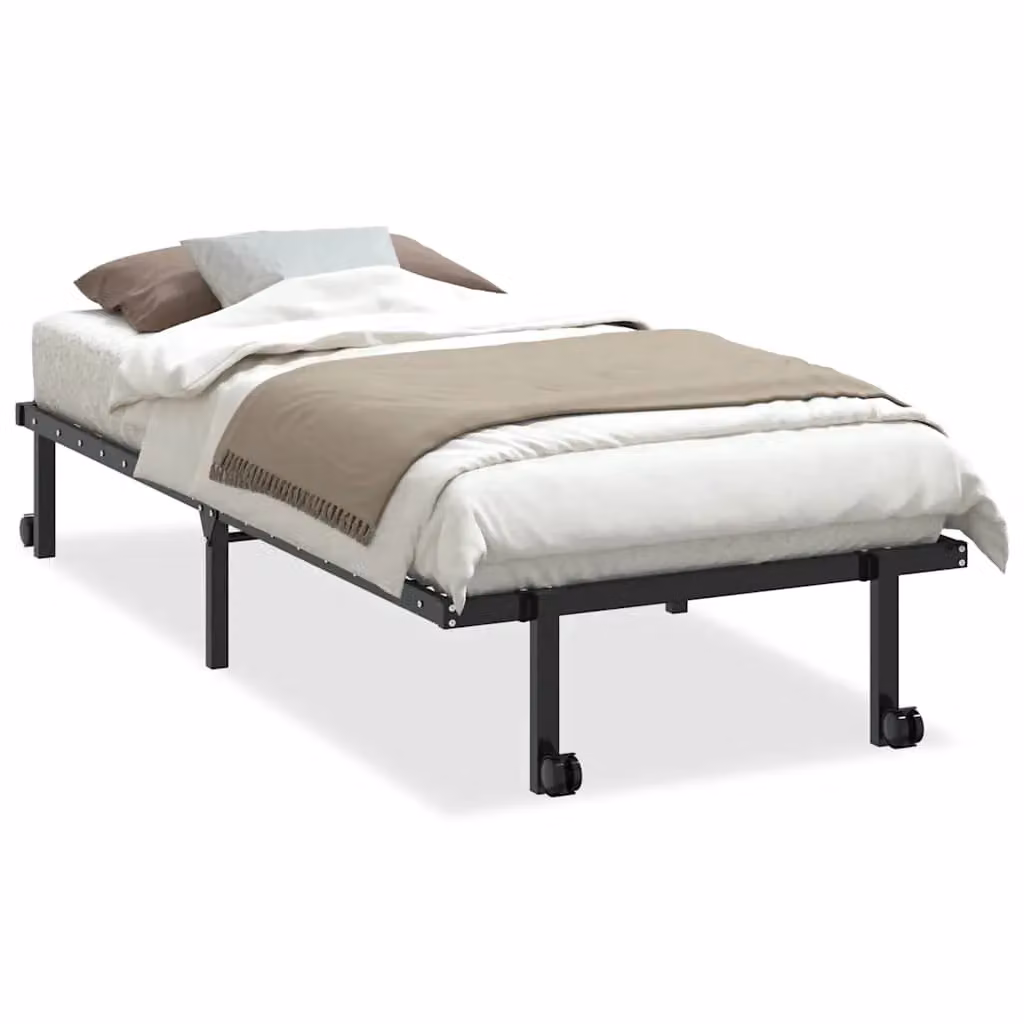 Berkfield Home Foldable Metal Bed Frame in Black, W/D/H: 90 x 190 cm – 2