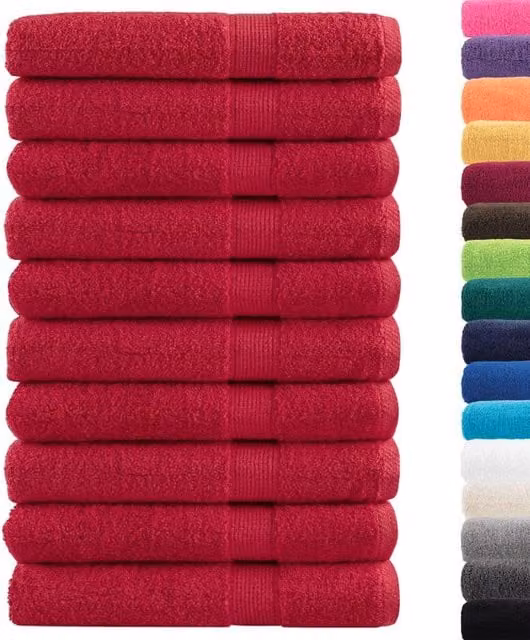 Berkfield Home SOLUND Premium Cotton Sauna Towels, Red, 10 Pack, W: 80 cm, L: 200 cm, 600 gsm – 1
