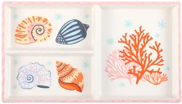 KDMK Pastel Shell Coral Ceramic Trinket Tray and Jewellery Organiser in Multicolour