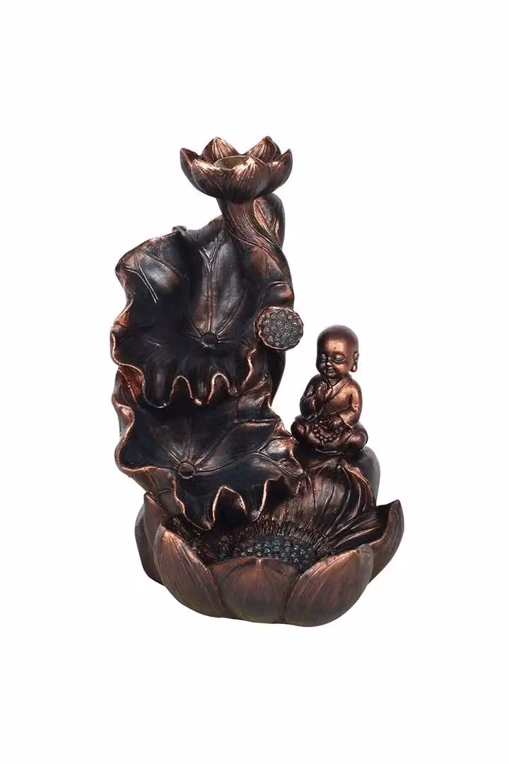 KDMD Bronze Effect Buddha Backflow Incense Burner in Gold and Brown – 2