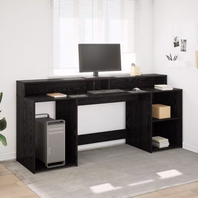 Berkfield Modern Black Oak Computer Desk W/D/H: 200 x 55 x 91 cm – 1