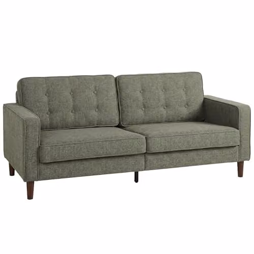 HOMCOM 3 Seater Velvet-Feel Fabric Upholstered Sofa in Green