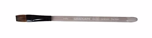 Daler-Rowney Graduate Watercolour Flat Wash Brush with Pony and Synthetic Blend, Short Handle, 1/2in, Brown