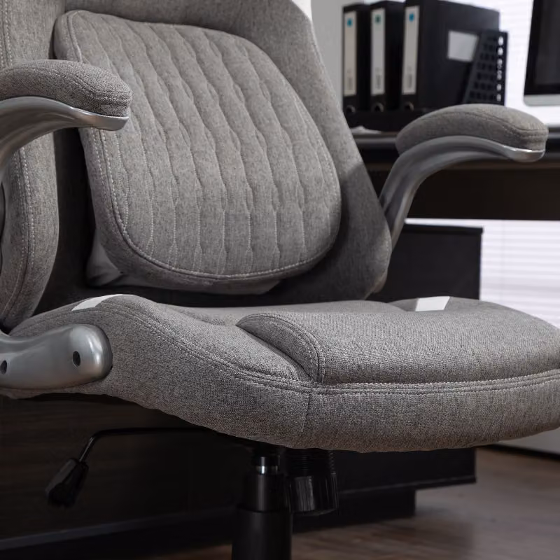 Vinsetto Ergonomic Grey Fabric Office Chair with Adjustable Height, Armrests and Swivel Castors – 5